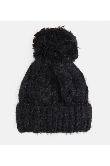 Černý klobouk Karloti Pompom