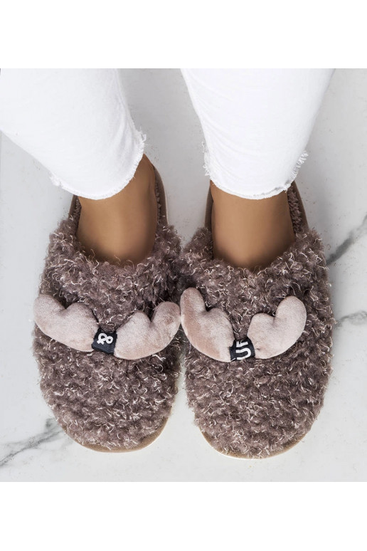 Hnědé pantofle s kožíškem Rosny