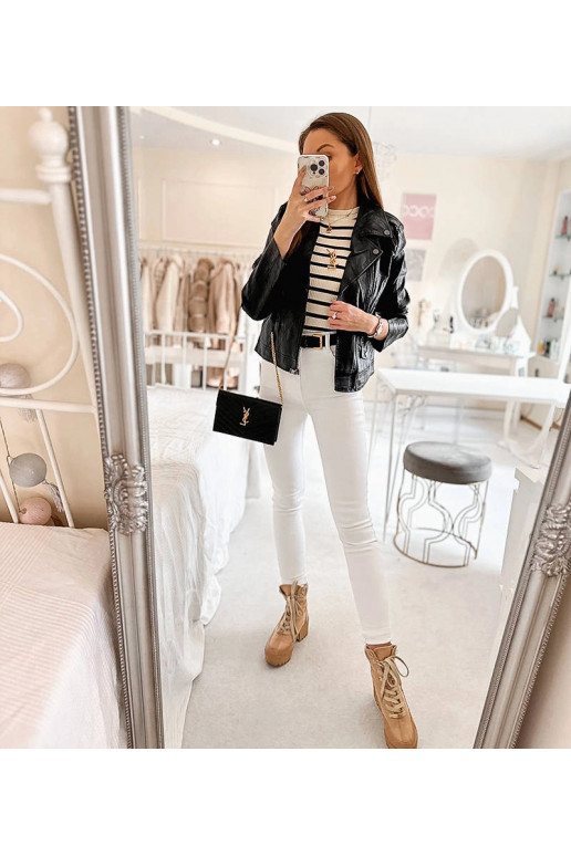 Černá motorkářská bunda Tricia z ekokůže Černá motorkářská bunda Tricia z ekokůže