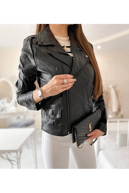 Černá motorkářská bunda Tricia z ekokůže Černá motorkářská bunda Tricia z ekokůže
