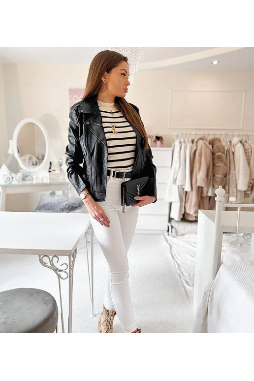 Černá motorkářská bunda Tricia z ekokůže Černá motorkářská bunda Tricia z ekokůže