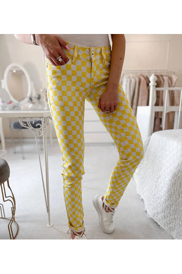 Žluté kostkované látkové...