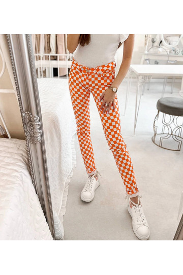 Oranžové kostkované látkové...