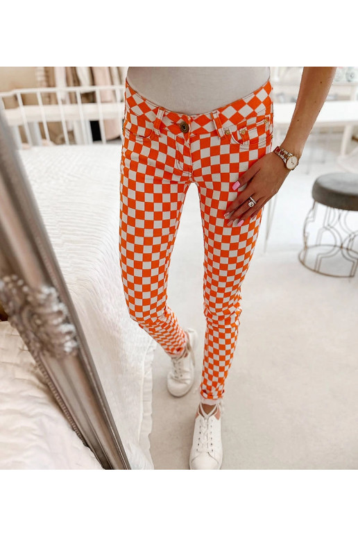 Oranžové kostkované látkové kalhoty Bler Oranžové kostkované látkové kalhoty Bler