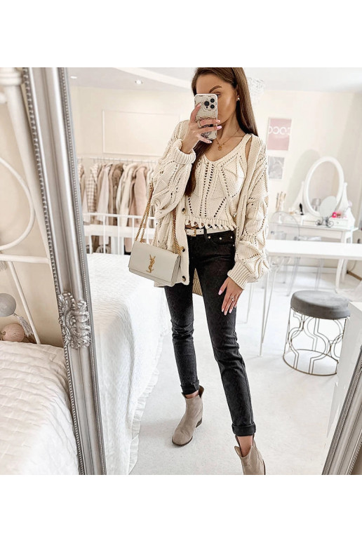 Šedé látkové kalhoty Chevrette