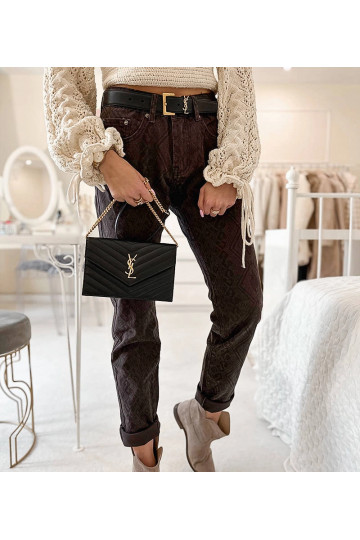 Tmavě hnědé kalhoty s... 2