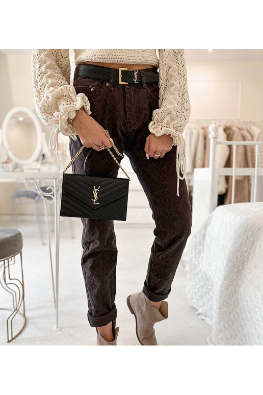 Tmavě hnědé kalhoty s páskem Pelchat