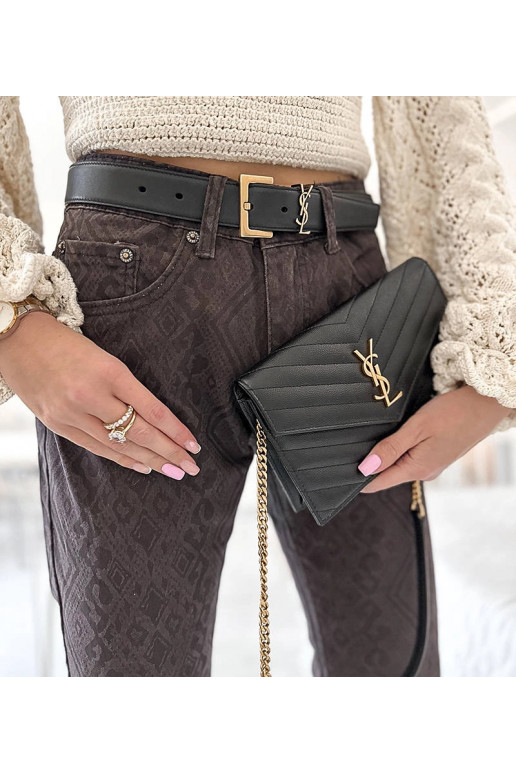 Tmavě hnědé kalhoty s páskem Pelchat