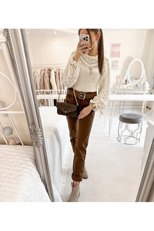 Hnědé kalhoty s páskem Pelchat