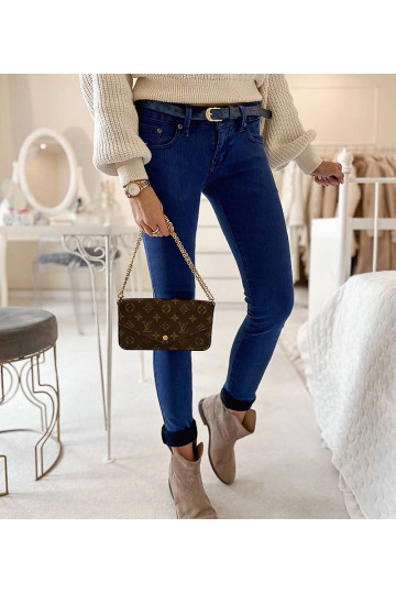 Modré dámské kalhoty s...