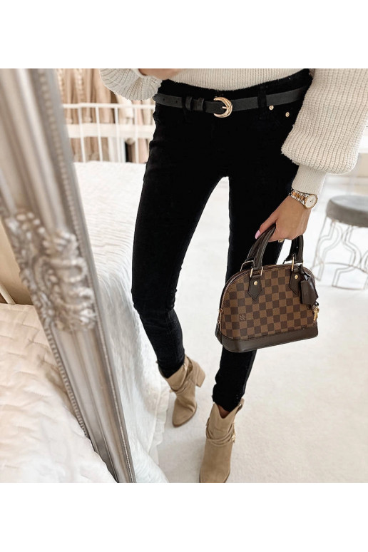 Černé látkové kalhoty s páskem Sylvain