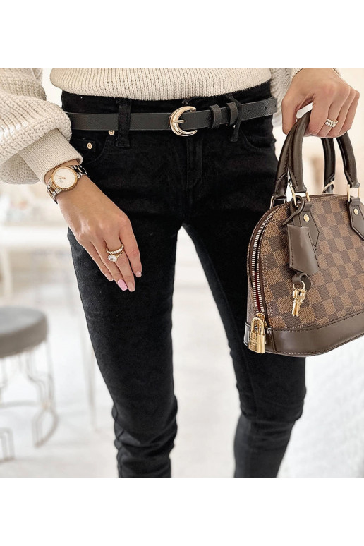 Černé látkové kalhoty s páskem Sylvain