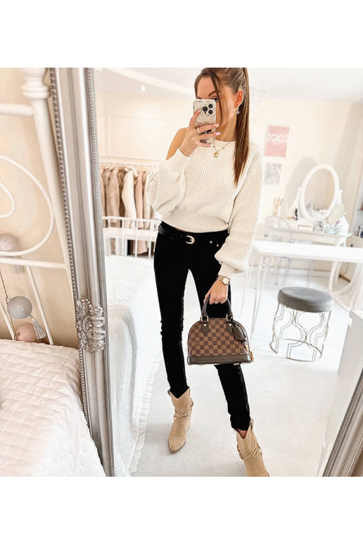 Černé látkové kalhoty s páskem Sylvain