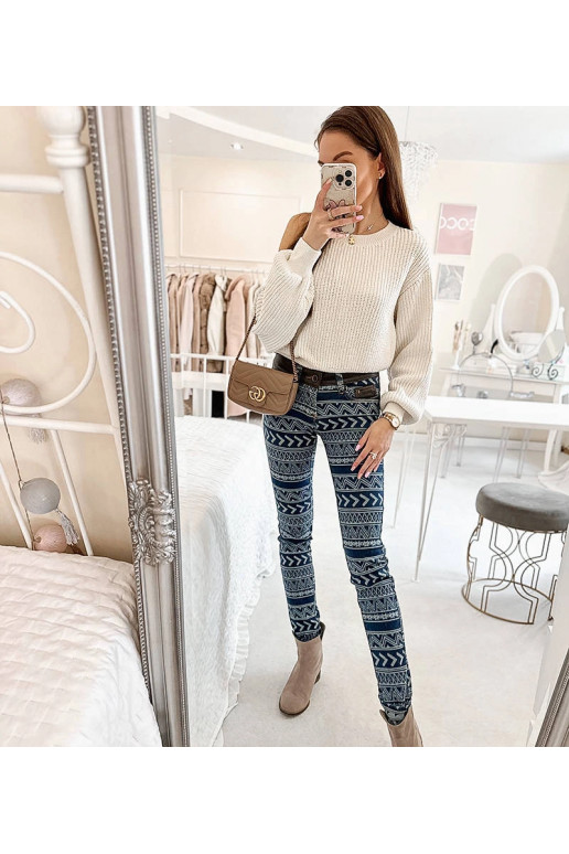 Modré prošívané kalhoty Turgeon