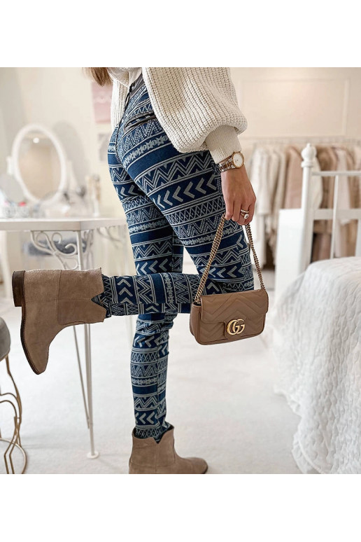 Modré prošívané kalhoty Turgeon