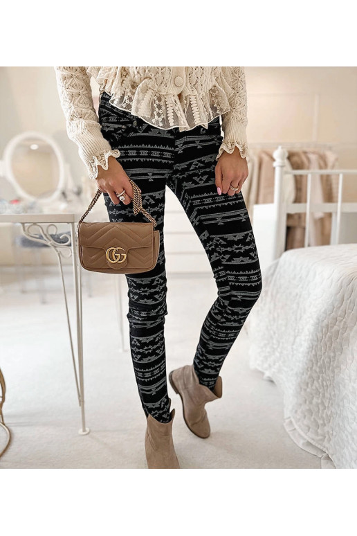 Černé vzorované látkové kalhoty Marcoux