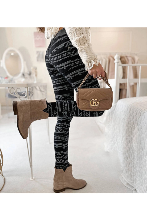 Černé vzorované látkové kalhoty Marcoux