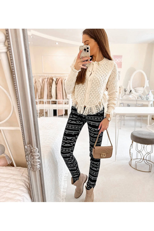 Černé vzorované látkové kalhoty Marcoux