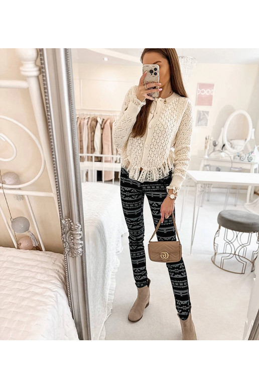 Černé vzorované látkové kalhoty Marcoux