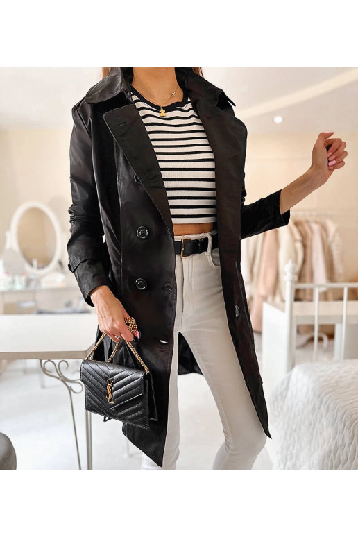 Černý trenčkot s páskem Royale