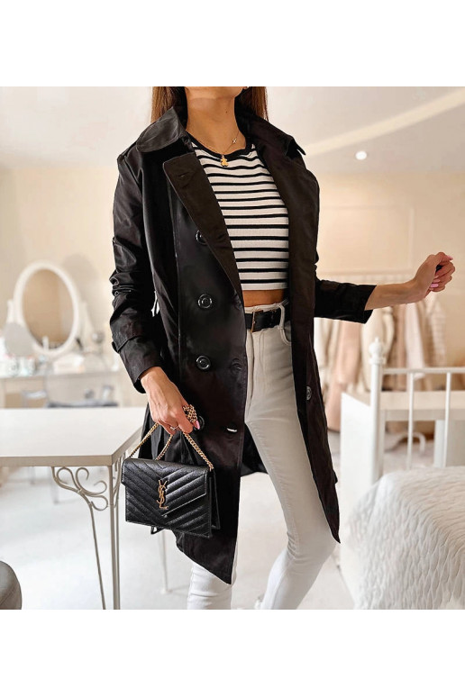 Černý trenčkot s páskem Royale