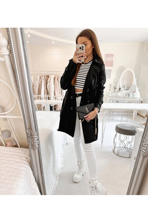 Černý trenčkot s páskem Royale