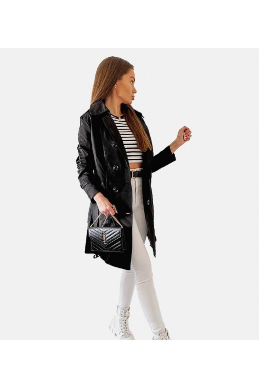 Černý trenčkot s páskem Royale