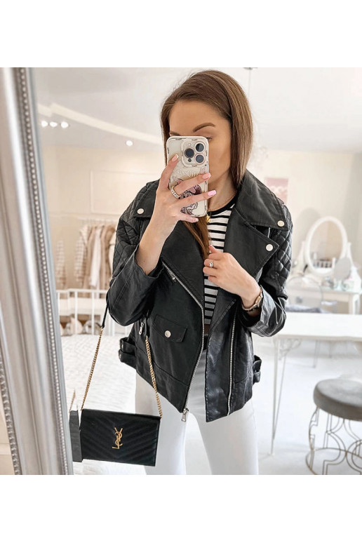 Žábrová černá motorkářská bunda z... Žábrová černá motorkářská bunda z...