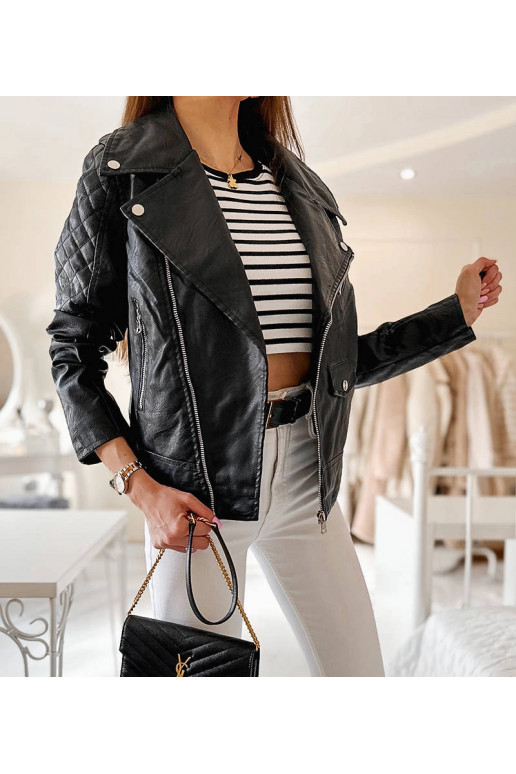 Žábrová černá motorkářská bunda z... Žábrová černá motorkářská bunda z...