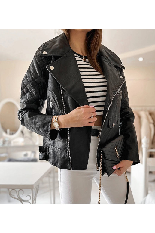 Žábrová černá motorkářská bunda z... Žábrová černá motorkářská bunda z...