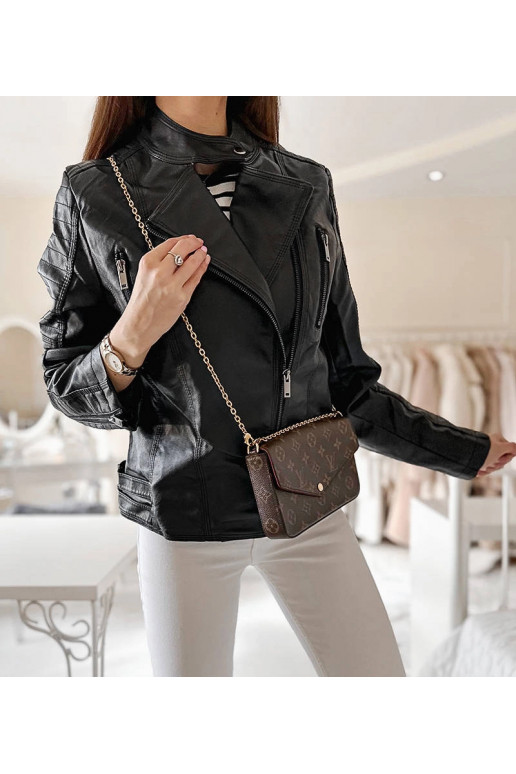 Černá motorkářská bunda Laisné z ekokůže Černá motorkářská bunda Laisné z ekokůže