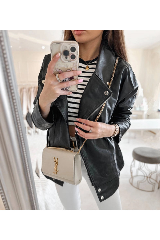 Černá motorkářská bunda, ekokůže,... Černá motorkářská bunda, ekokůže,...