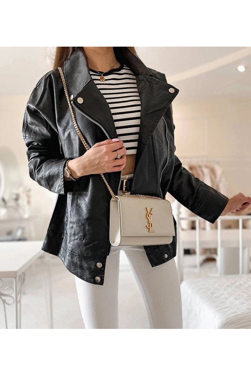 Černá motorkářská bunda, ekokůže,... Černá motorkářská bunda, ekokůže,...