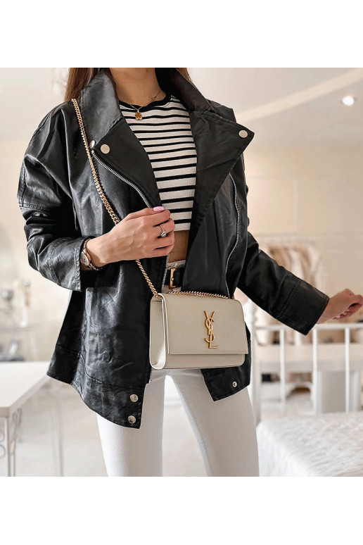 Černá motorkářská bunda, ekokůže,... Černá motorkářská bunda, ekokůže,...