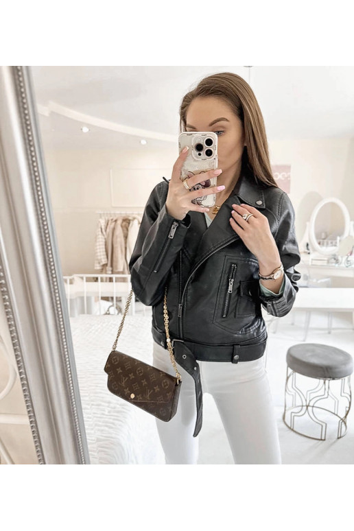 Černá motorkářská bunda z ekokůže... Černá motorkářská bunda z ekokůže...