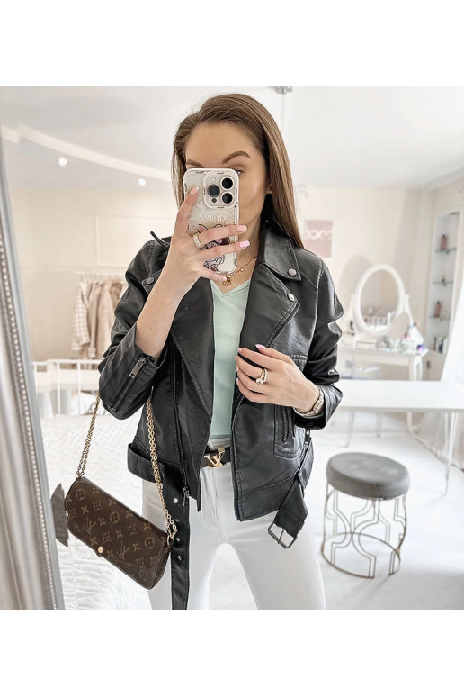 Černá motorkářská bunda z ekokůže... Černá motorkářská bunda z ekokůže...