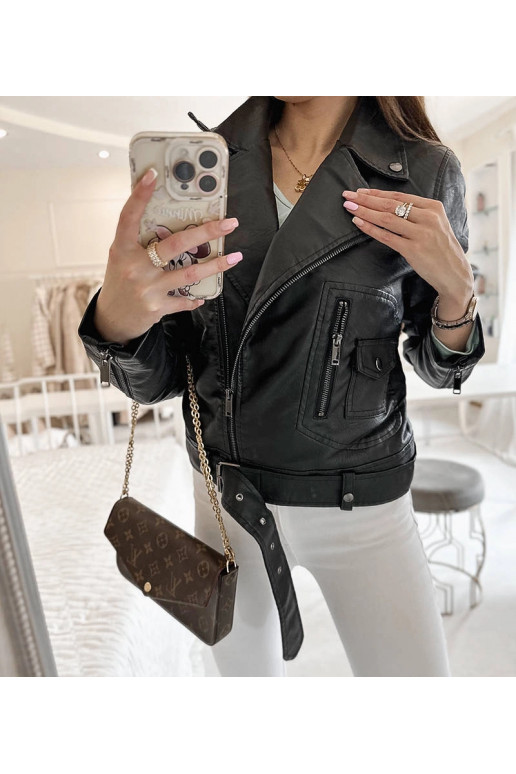 Černá motorkářská bunda z ekokůže... Černá motorkářská bunda z ekokůže...