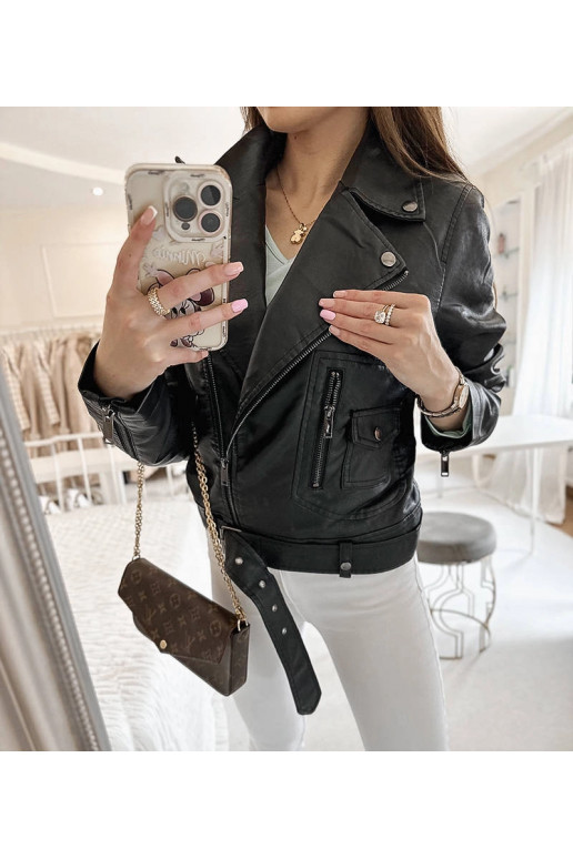 Černá motorkářská bunda z ekokůže... Černá motorkářská bunda z ekokůže...