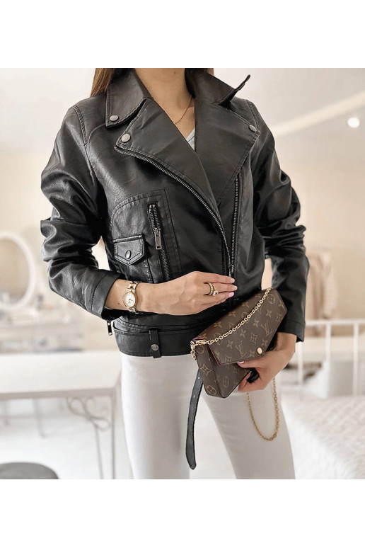 Černá motorkářská bunda z ekokůže... Černá motorkářská bunda z ekokůže...