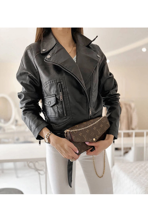 Černá motorkářská bunda z ekokůže... Černá motorkářská bunda z ekokůže...