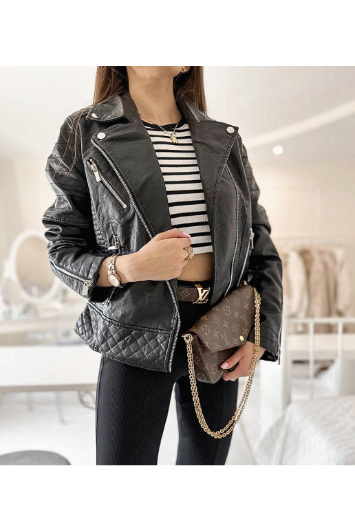 Černá motorkářská bunda Masson Černá motorkářská bunda Masson