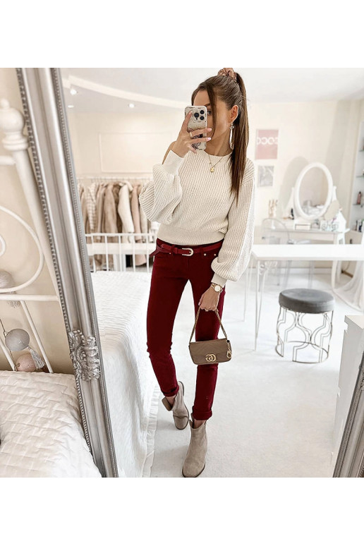 Vínové látkové kalhoty Chevrette