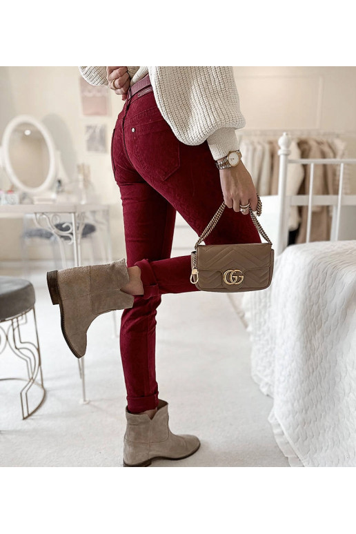 Vínové látkové kalhoty Chevrette