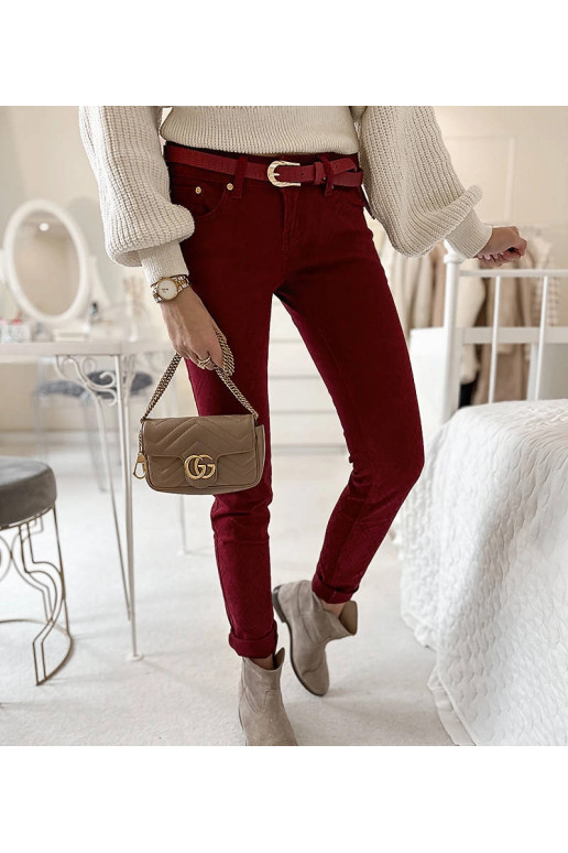 Vínové látkové kalhoty Chevrette