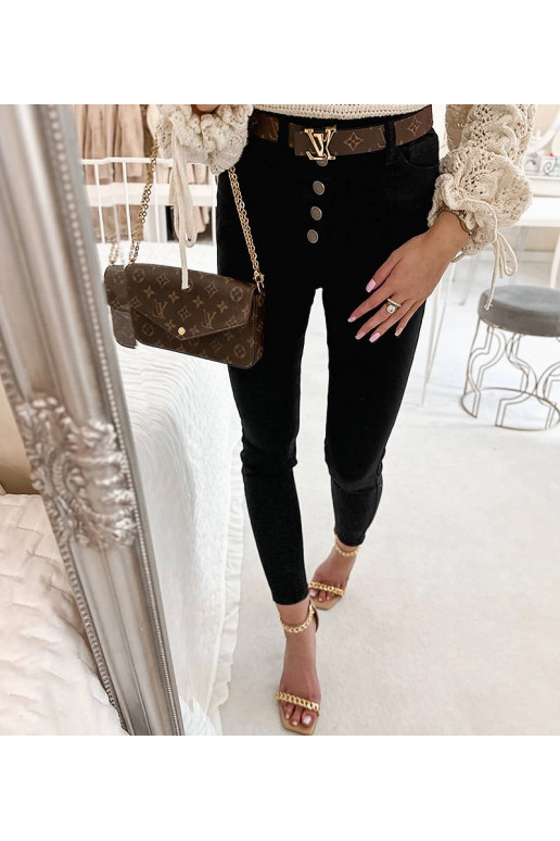 Černé slim fit kalhoty s vysokým...