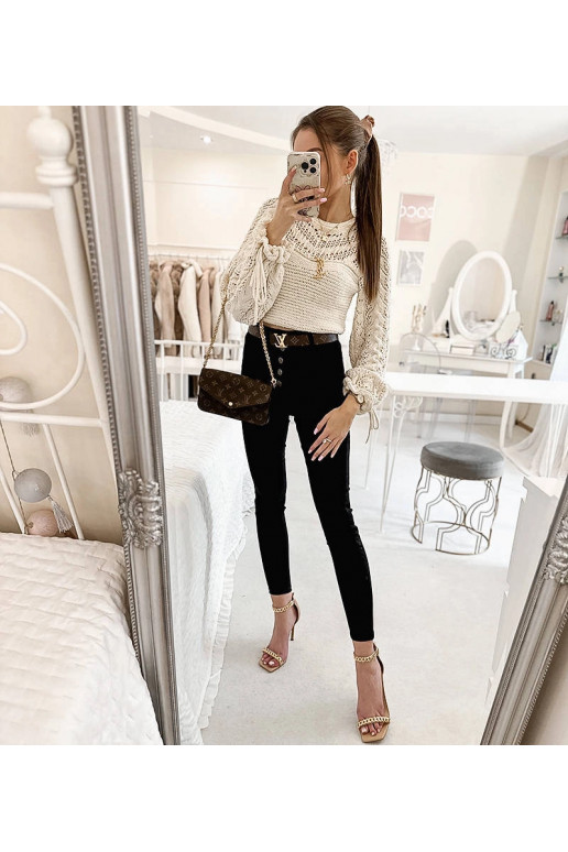 Černé slim fit kalhoty s vysokým...