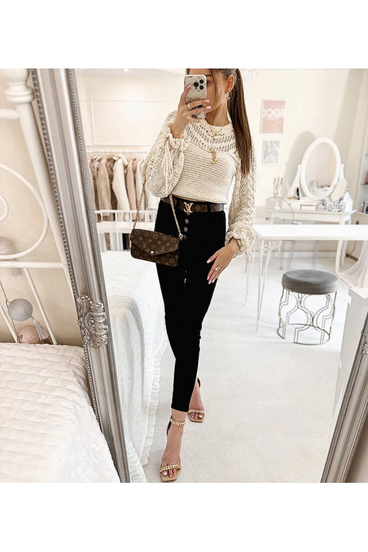 Černé slim fit kalhoty s vysokým...