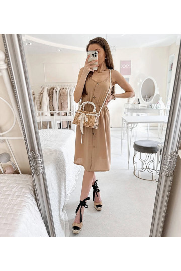 Béžové šaty bez ramínek Aubin