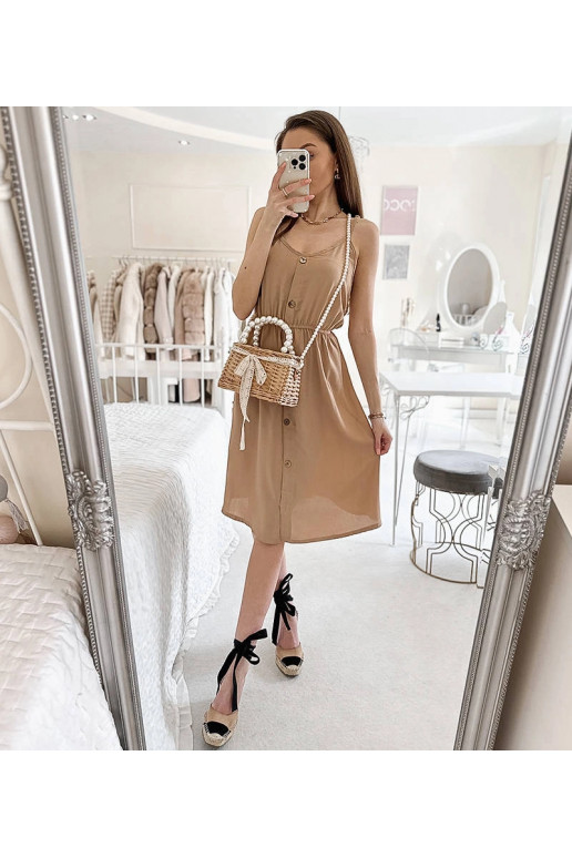 Béžové šaty bez ramínek Aubin Béžové šaty bez ramínek Aubin