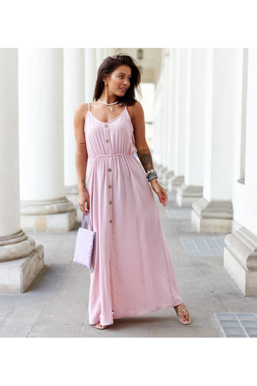 Růžové dlouhé šaty s rozparkem Édouard Růžové dlouhé šaty s rozparkem Édouard